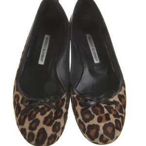 Manolo Blahnik Calf Hair Animal Print Ballet Flats